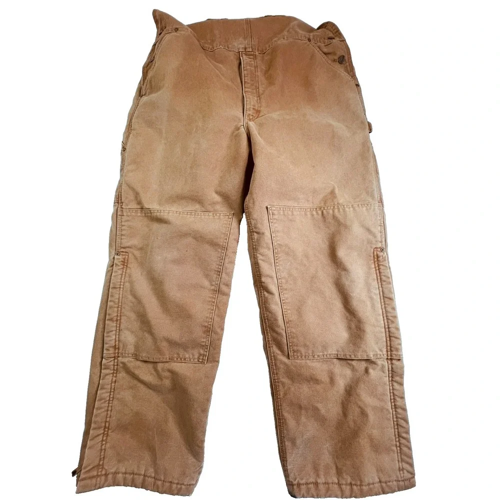 Carhartt 42 x 30 Duck Insulated Bib Overalls R27  Double Knee Union Made USA - Picture 4 of 15